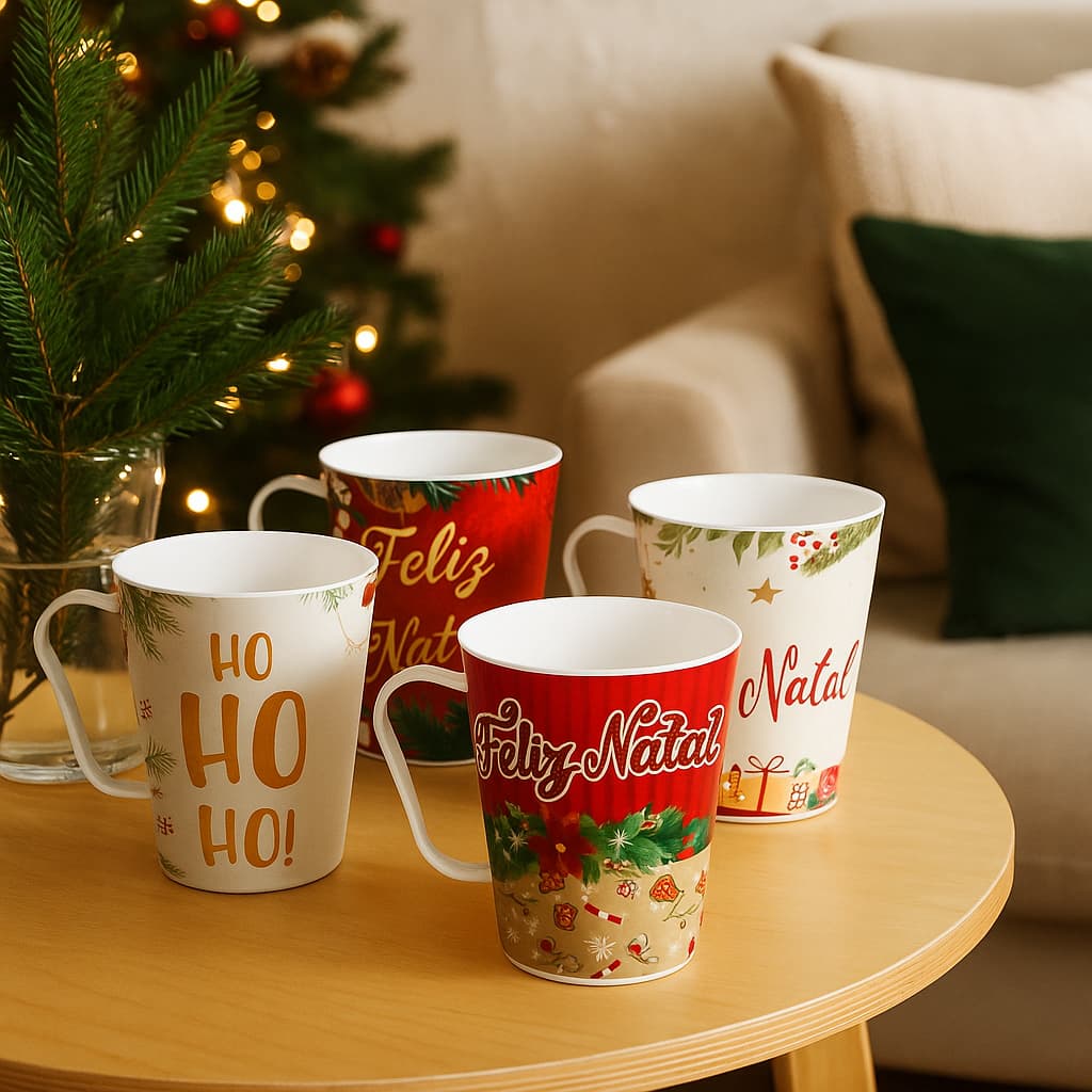 Canecas Decoradas Natal Kit Peças 430ml Sortidas