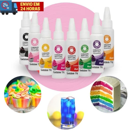 Corante Alimentício Soft Gel MAGO 15gr Para Bolos e Doces Várias Cores