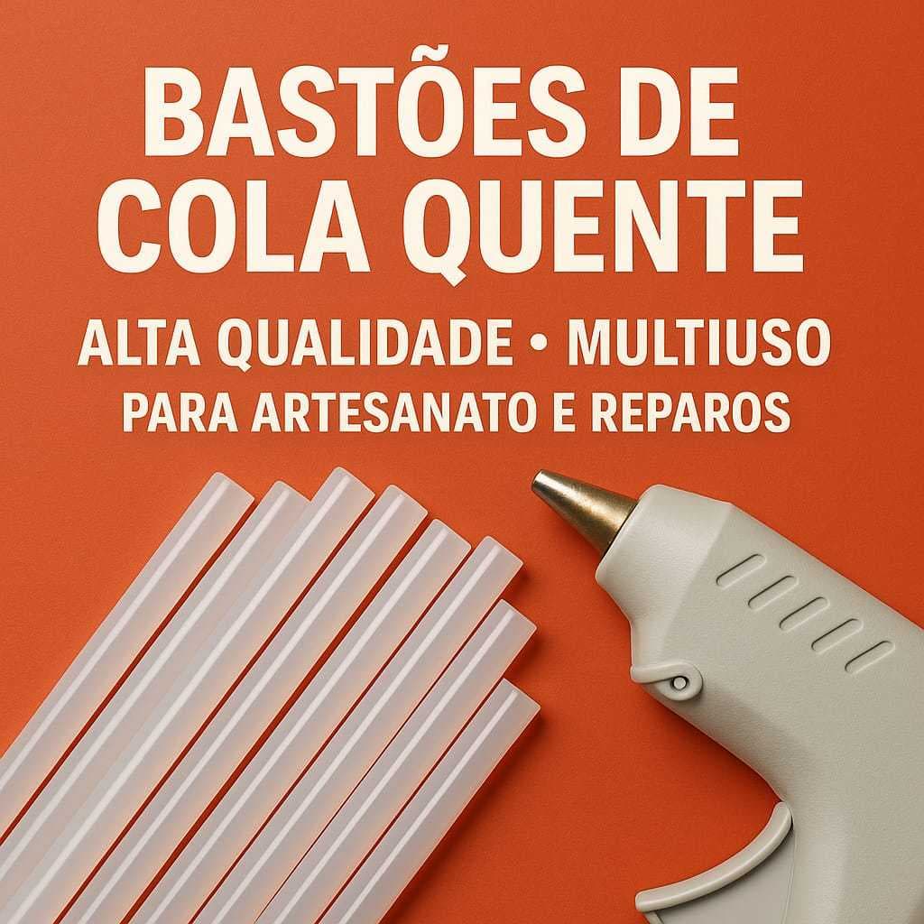 Bastão de Cola Quente Fina e Grossa 1kg – Alta Fixação, Profissional, Artesanato, Madeira, Plástico, EVA