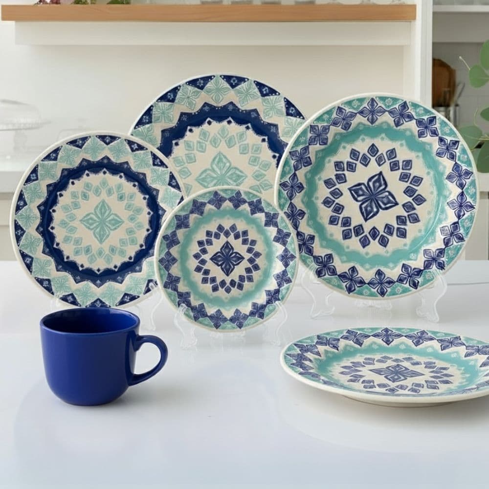 Jogo Aparelho de Jantar Oxford Biona Donna Lola 20 Peças em Cerâmica Decorada
