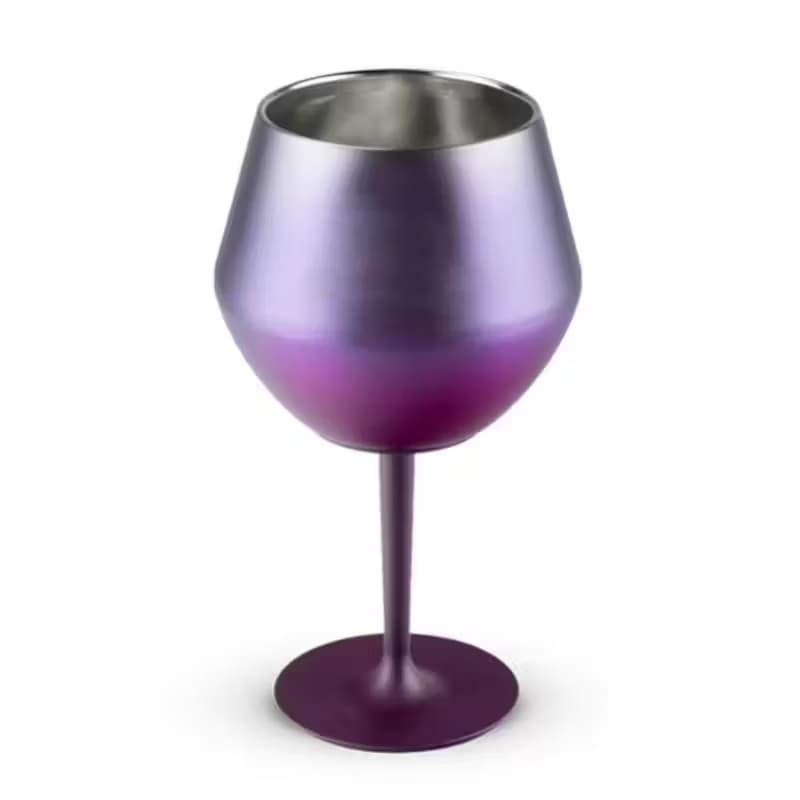 Taça Copo Térmico De Aço Inoxidável 2 Em 1 Para Bebidas E Drinks ROXA 414ml