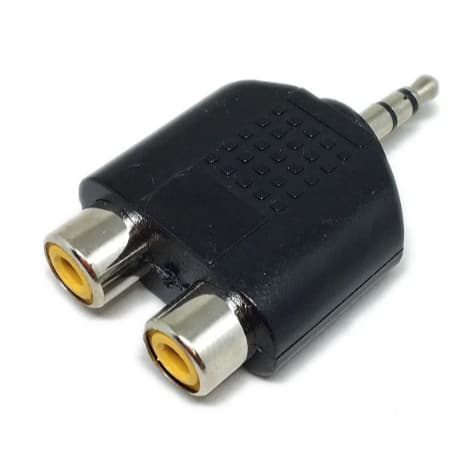 Adaptador de Audio P2 Stereo para 2 RCA - (P2 3,5mm Macho X 2 RCA Fêmea) ( Cod 32 )