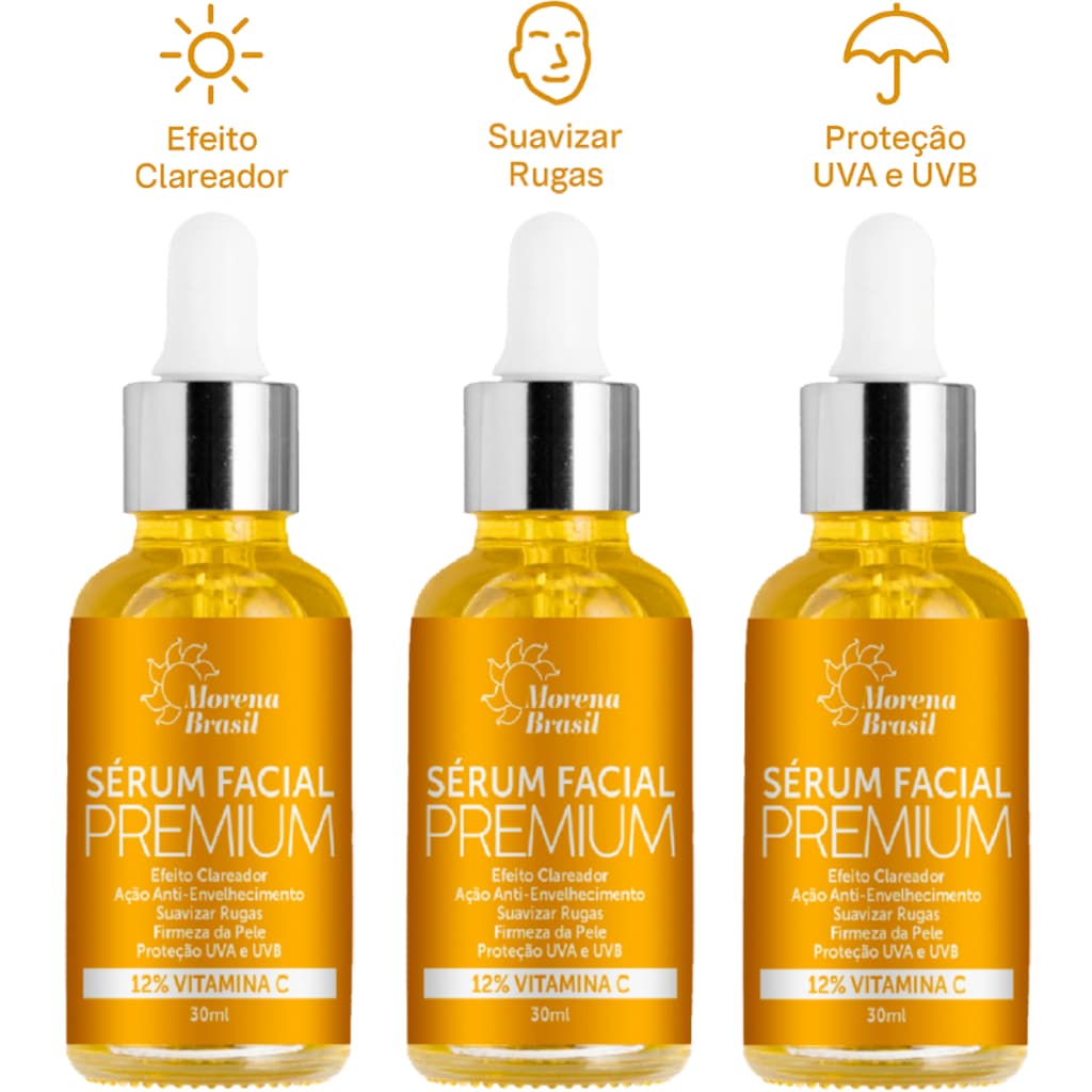 💛 KIT 3X Seruns 12% Vitamina C-10 | Morena Brasil 💛