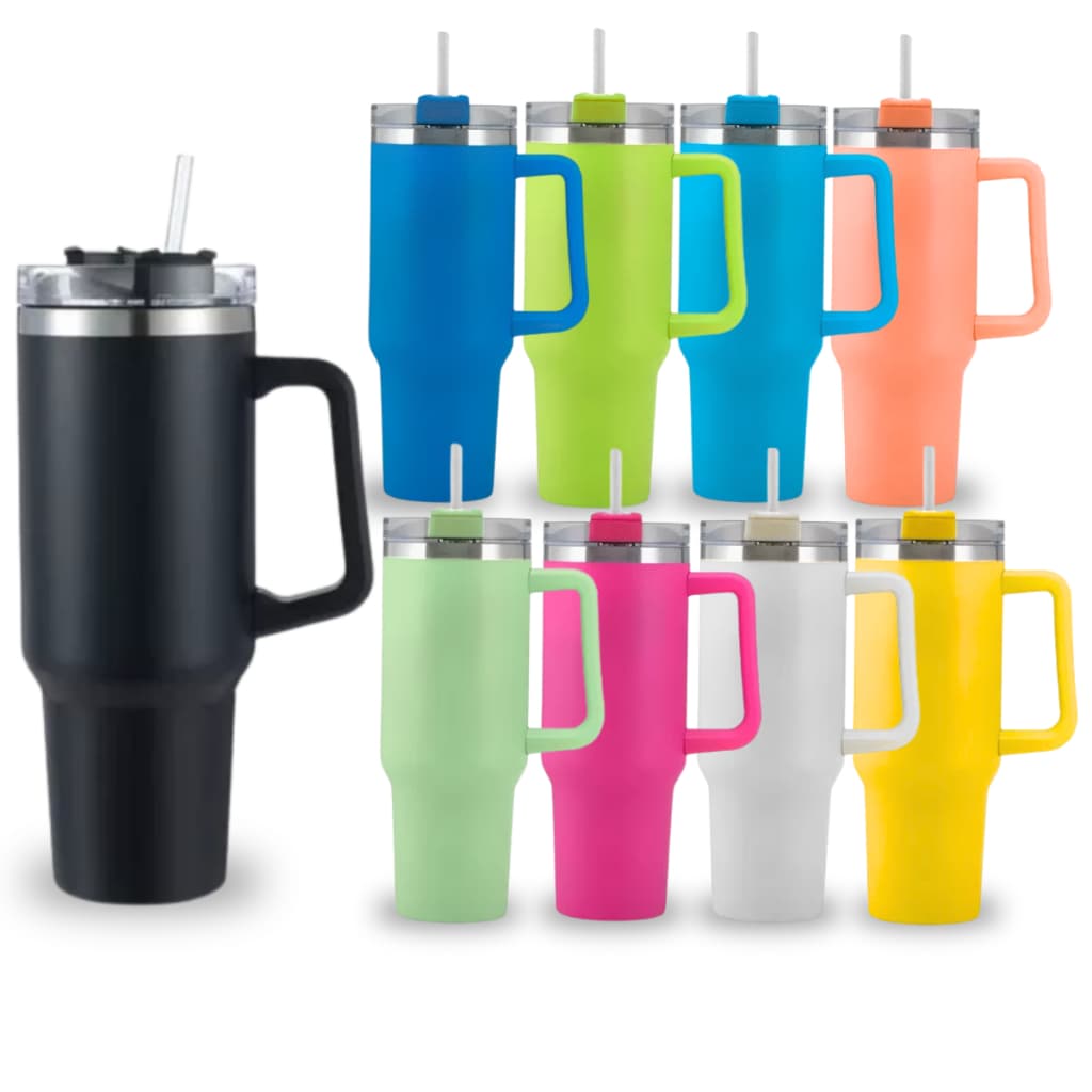 Copo Térmico Grande 1200ml Inox Alça e Canudo – Ideal para Água, Café e Academia