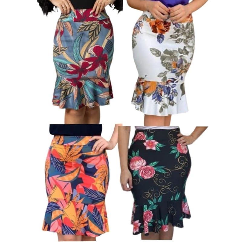 Saia midi moda evangélica kit 10 saias lápis babado revenda atacado