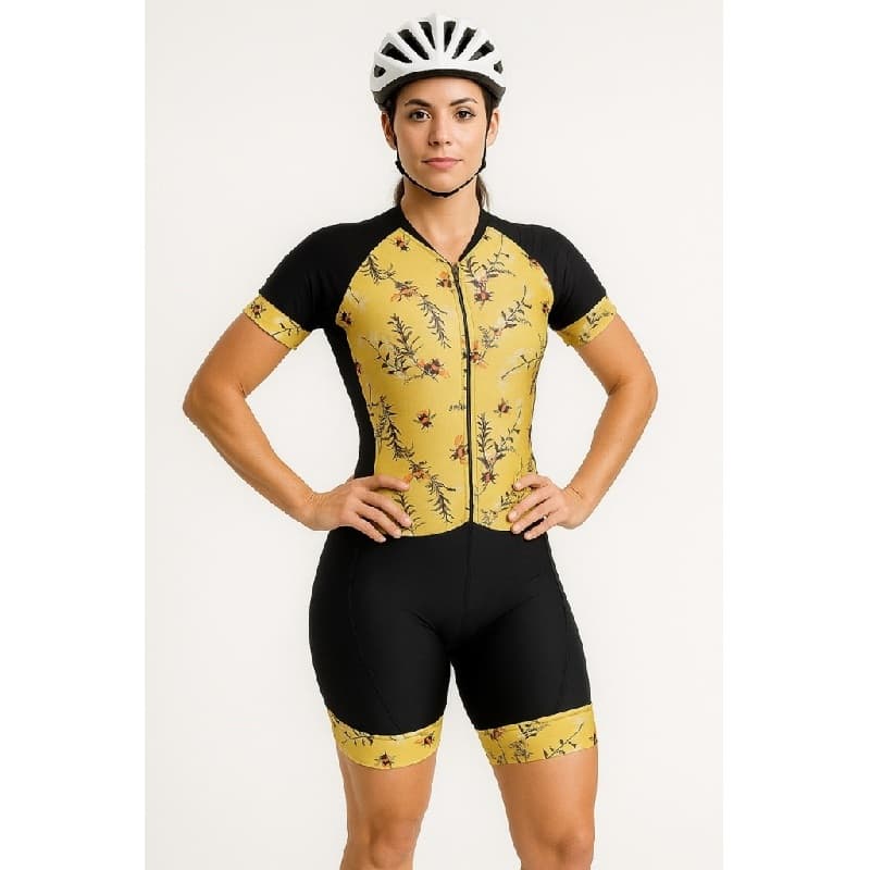 Macaquinho De Ciclismo Feminino Be Fast Abelhas Forro De Gel