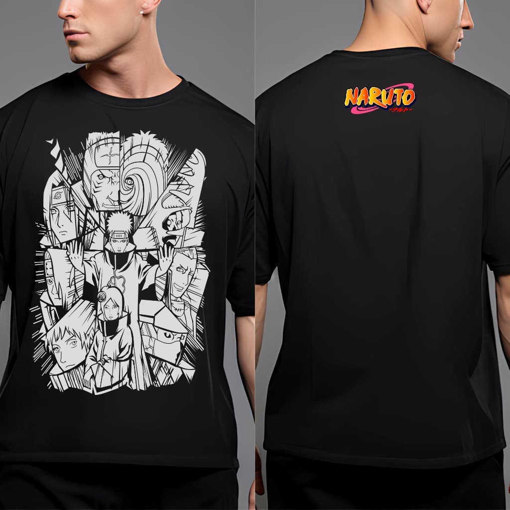 Camiseta Anime Naruto Time Completo Akatsuki Membros Camisa 100% Algodão - Envio Rapido