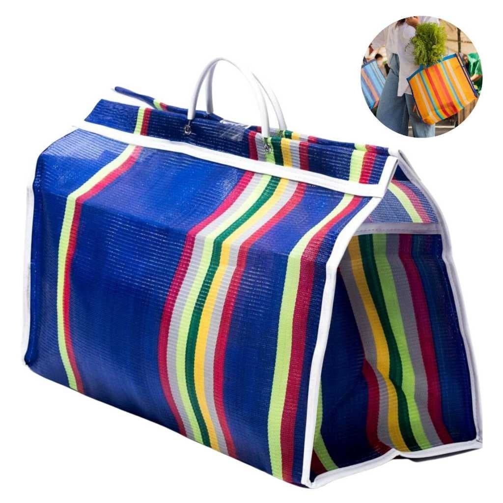 Sacola de Feira Mercado ou Praia Nylon Resistente Reutilizável 45x30cm CORES SORTIDAS