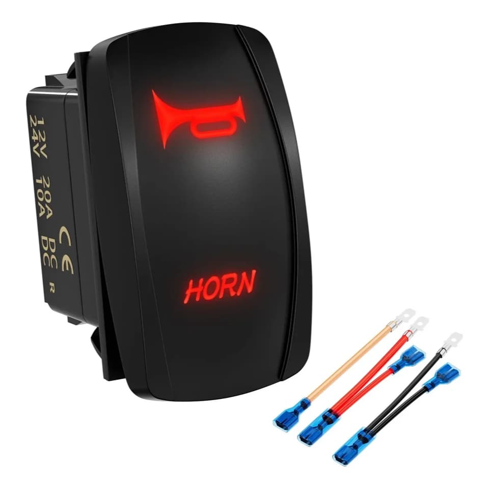 Botão Interruptor Buzina Barco Lancha Caminhão UTV Led Vermelho