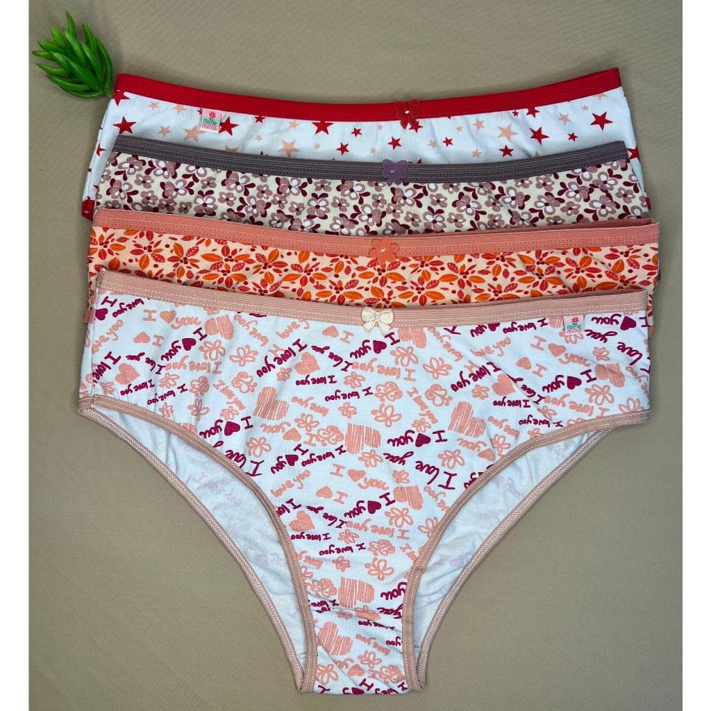 Kit 6 Peças Calcinha Cós Alto Tangão Plus Size em Cotton Calçola Feminina Estampada