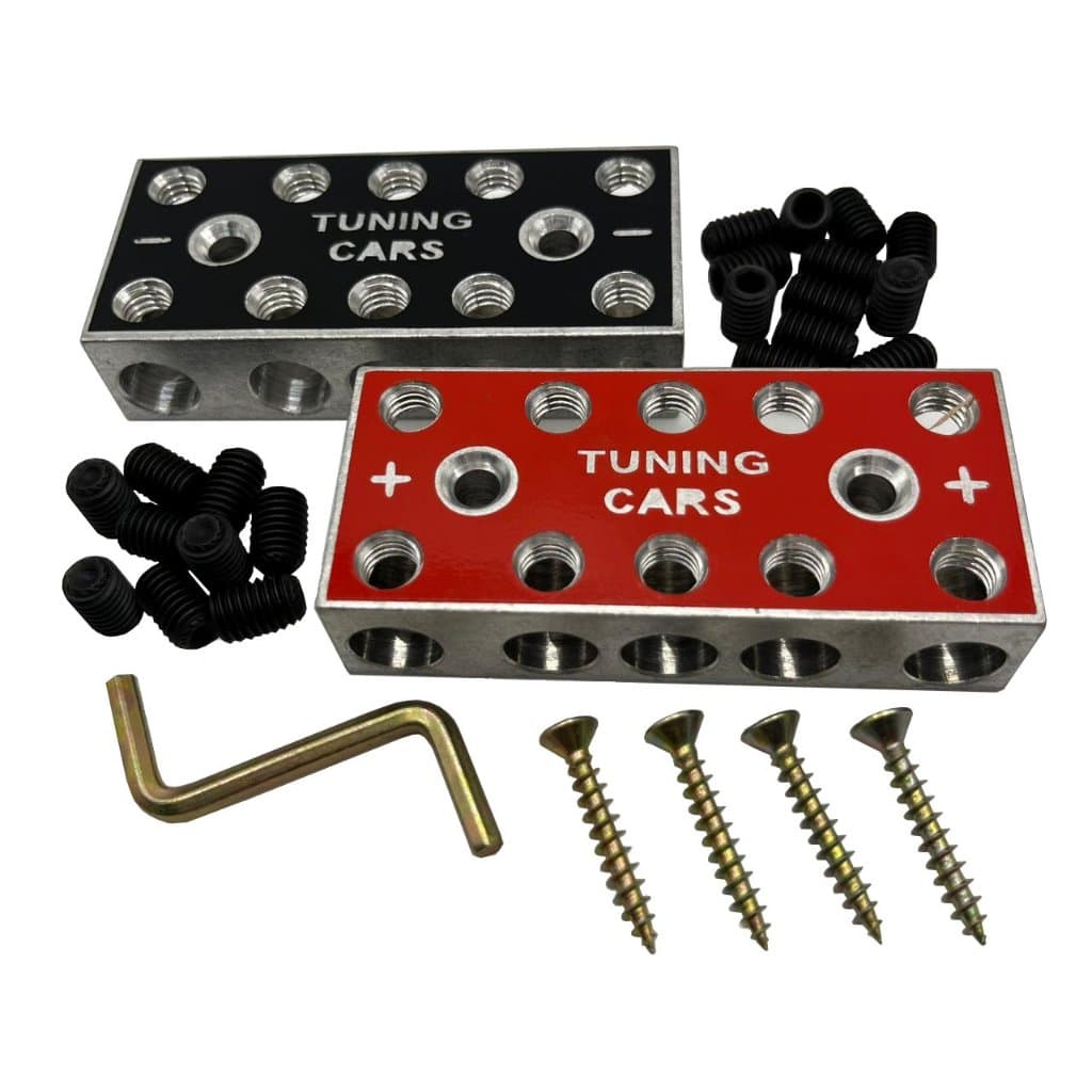 Par Barramento Bloco Distribuidor de Energia Bateria Amplificador Som 5x5 - 10 Vias Fixa Até 70mm²