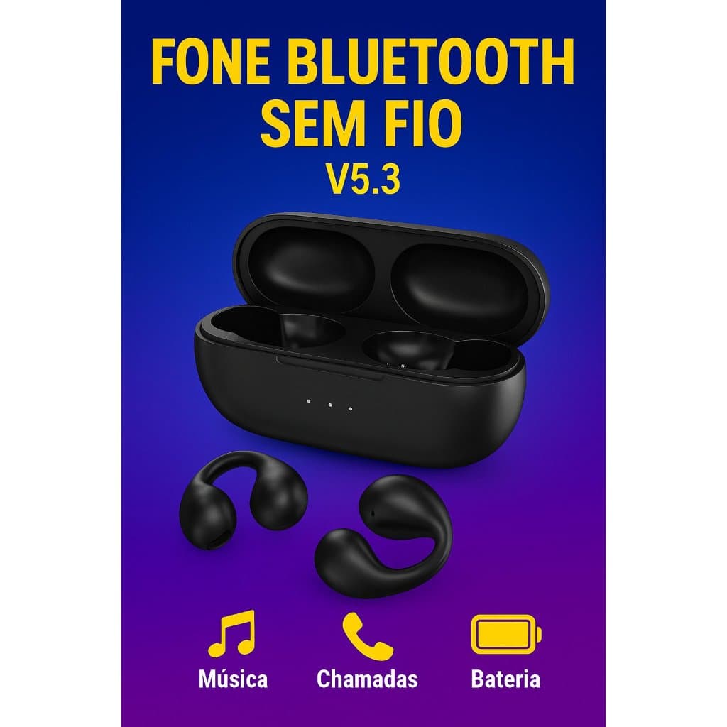 Fone Bluetooth Sem Fio com Estojo de Recarga Rápida Som Premium Chamadas Nítidas e Alta Autonomia