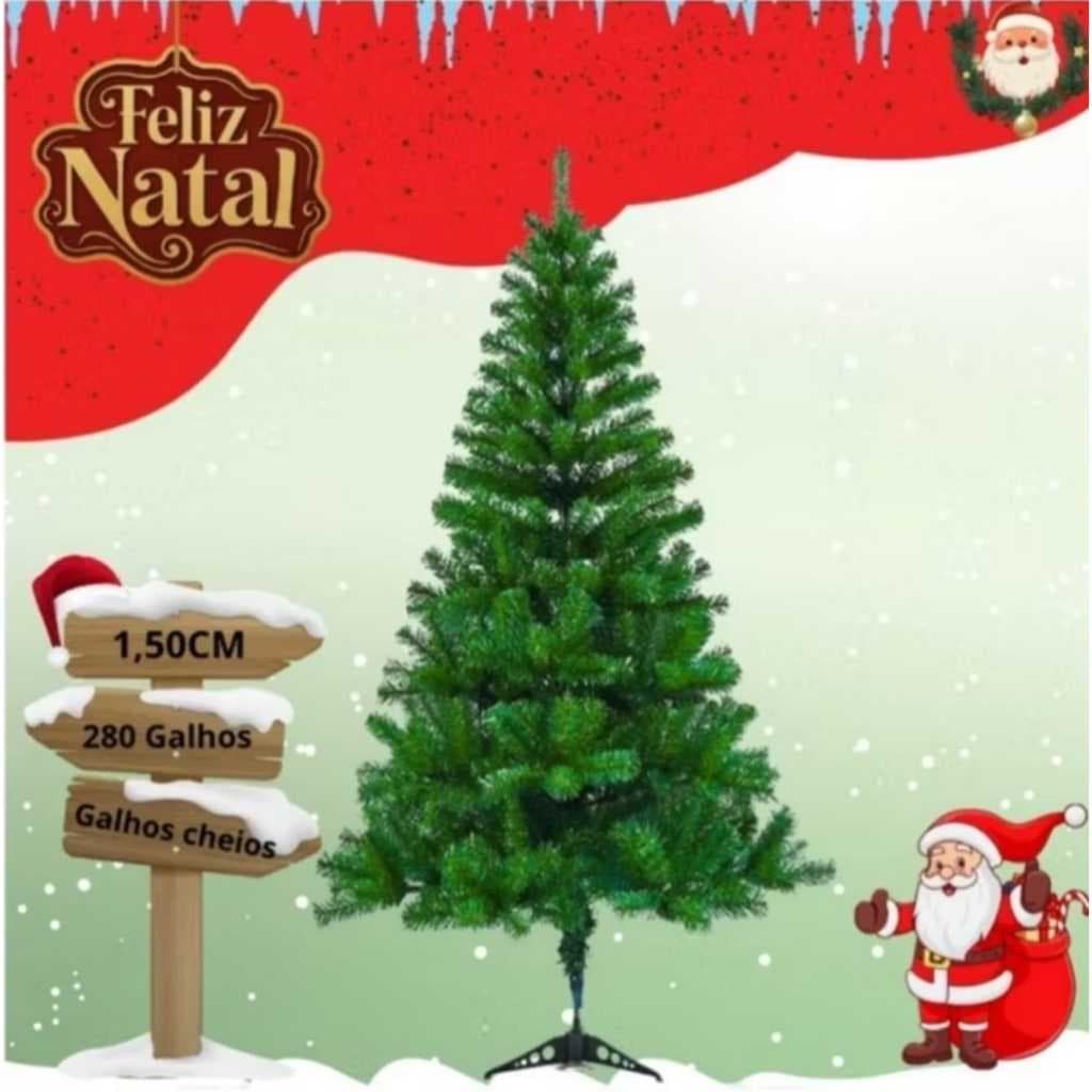 Árvore De Natal 150cm 280 Galhos Luxo Pinheiro Cheia Tradicional Premium+ Festão