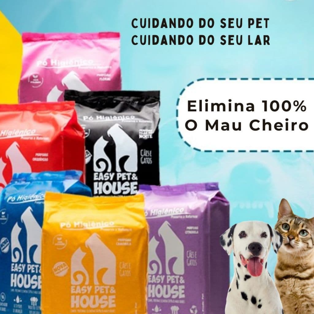 Pó Higiênico Eliminador de Odores Cachorros e Gatos Easy Pet & House