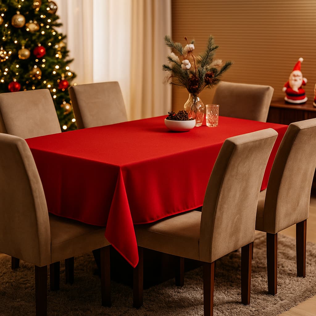 Toalha de Mesa Natal Retangular Oxford 100% Poliéster Mesa Posta Natalina - Diversos Tamanhos