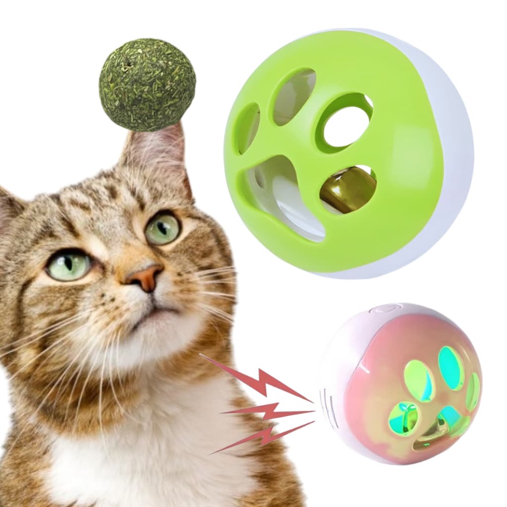 Brinquedo Pet – Bolinha Interativa Funny Gato com LED, Som de Rato, Catnip, Guizo, Baterias e Chave