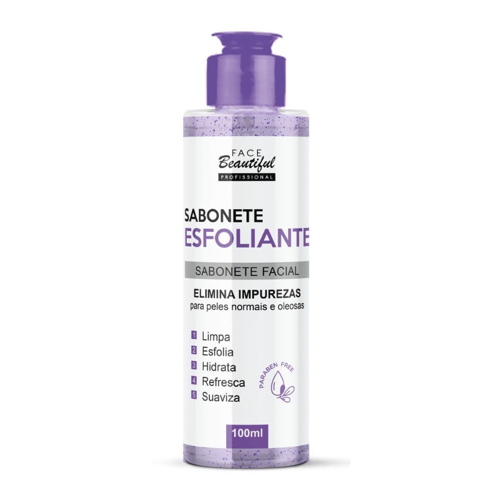 Sabonete Esfoliante Facial Profissional 5 em 1 | Efeito Renovador Face Beautifu 100ml