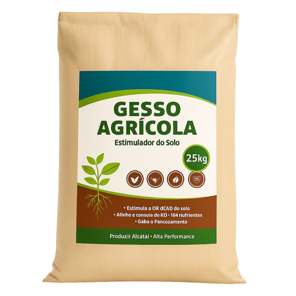 Gesso Agrícola Sulfato de Cálcio TCA 20kg Corretivo Substrato Solo Vasos Performance Planta Ornamentais Enxofre Adubo