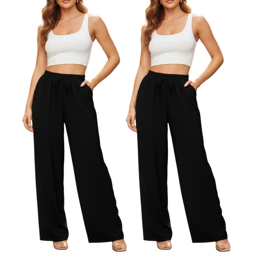 Kit 2 Calças Pantalona Feminina Duna Com Bolso Wide leg