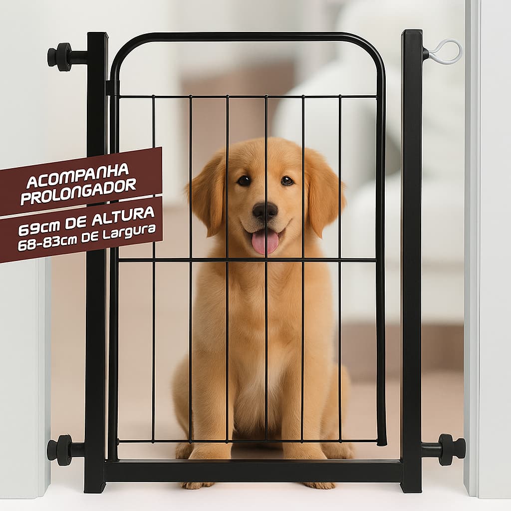 Grade de Proteção Aramada para Cães e Crianças – Portão de Segurança com Extensor de 10cm