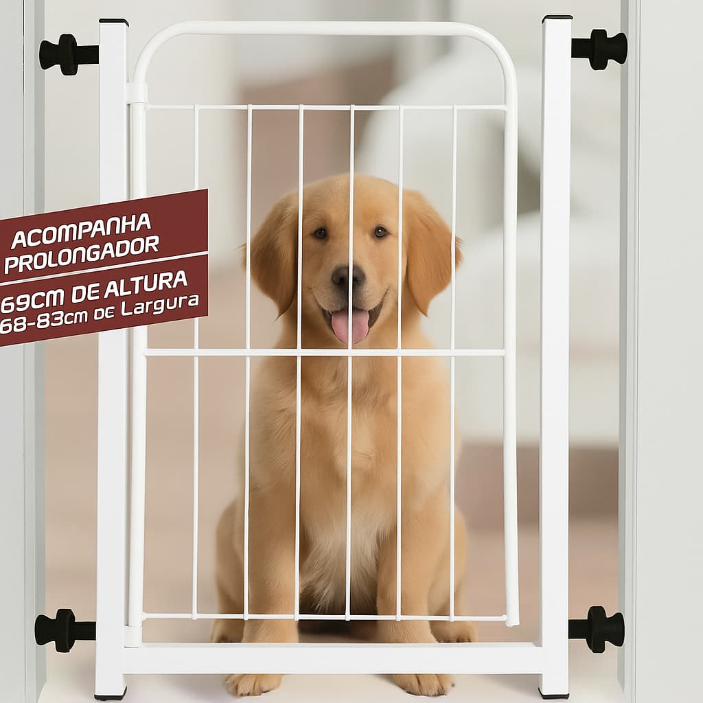 Portão Pet Grade Aramado de Proteção Para Cães Com Extensor de 10cm