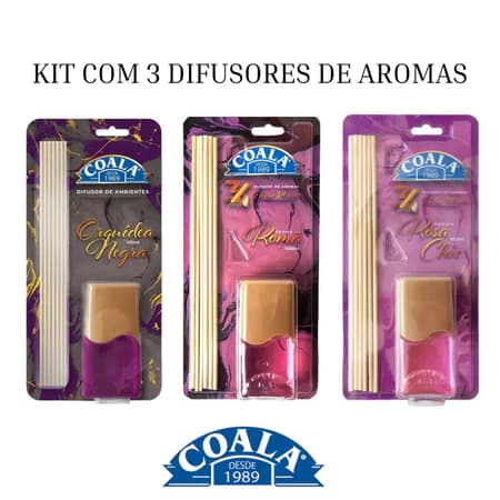 Kit Pacote Com 3 Unidades Difusor De Aromas Ambiente 100ml Coala Cheirinho Casa Fragrâncias