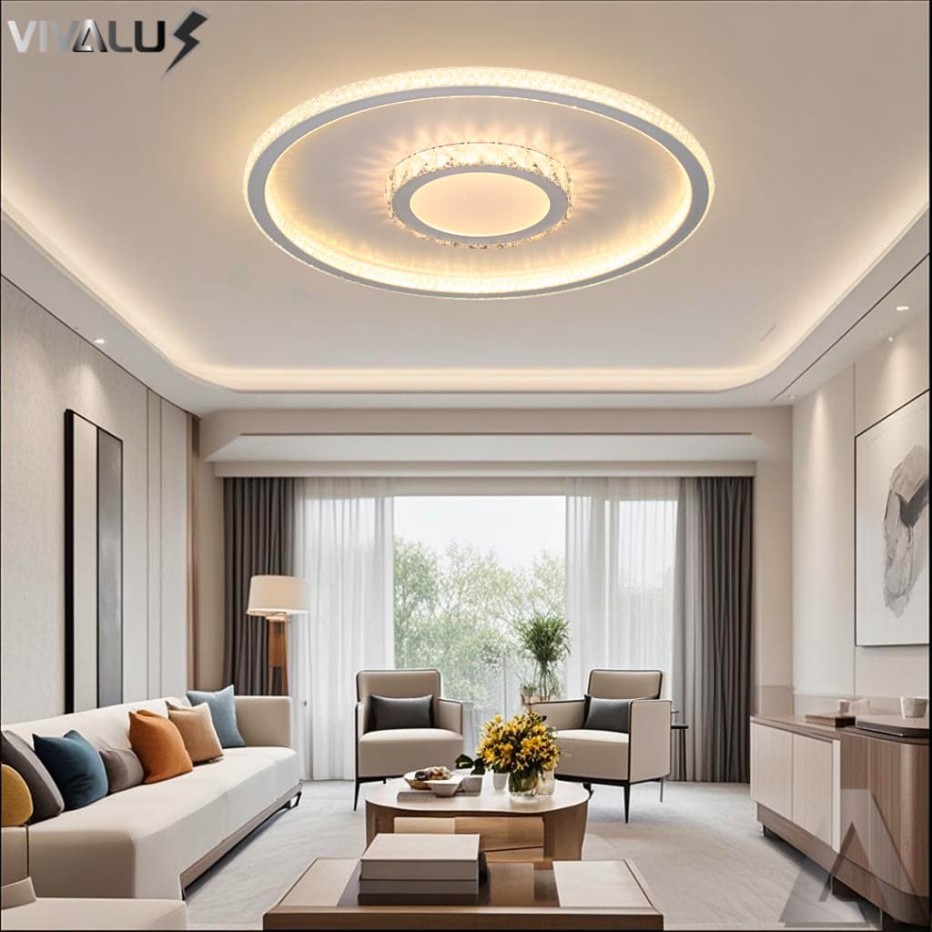 Lustre Cristal Luminária Plafon Cristal Led 3 Cores Em 1 Lustre Sala Mesa Hall Pendente Cristal LED