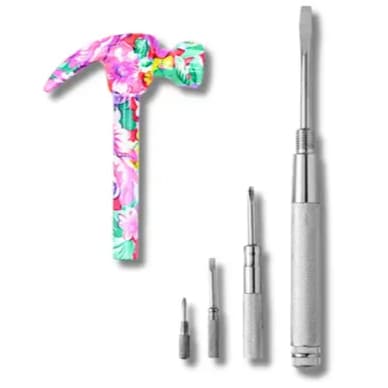 Kit Ferramenta com Martelo Decorado Multi-Uso 5 em 1 Chaves de Fenda e Philips - Lanmax