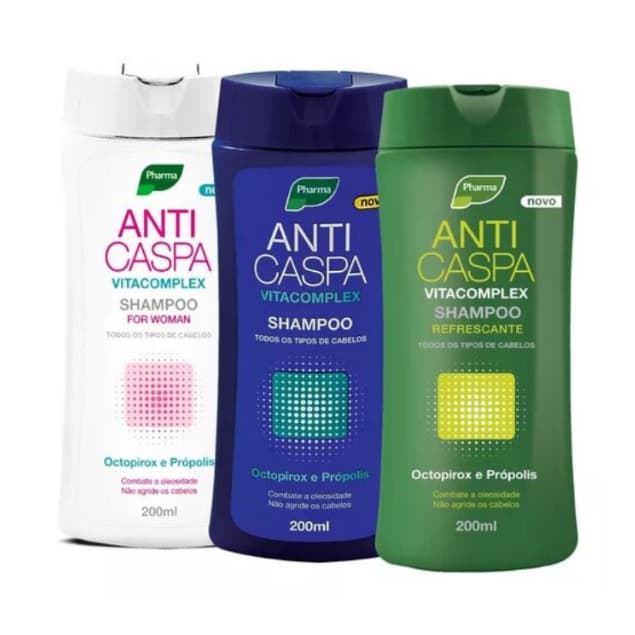 Kit 3 Shampoo Anticaspa Vitacomplex Pharma Refrescante Para Homem Para Mulher Combate Oleosidade