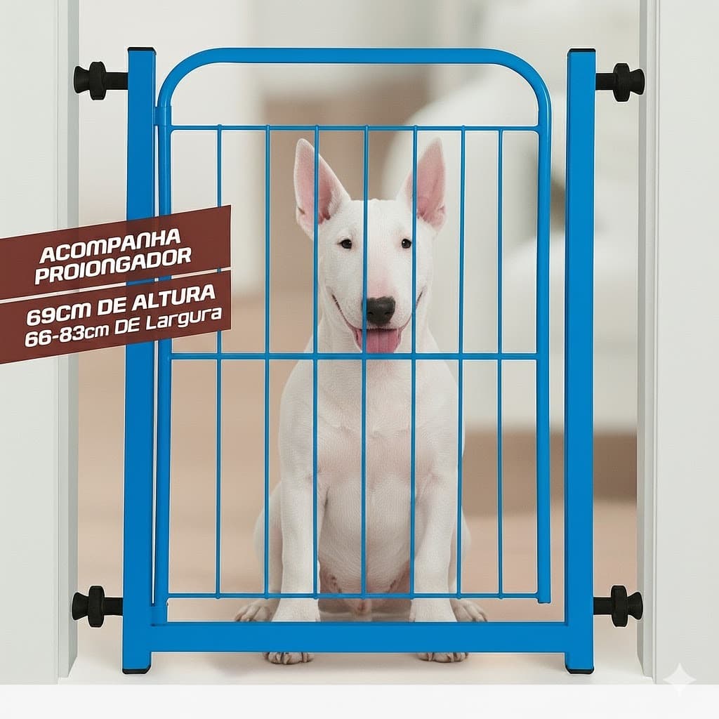 Portão Pet Grade Aramado de Proteção Para Bebês Crianças e Cães Com Extensor de 10cm