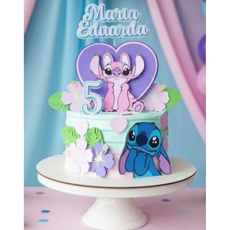ENVIO RÁPIDO Topo de bolo Stitch Aniversário/Mesversário