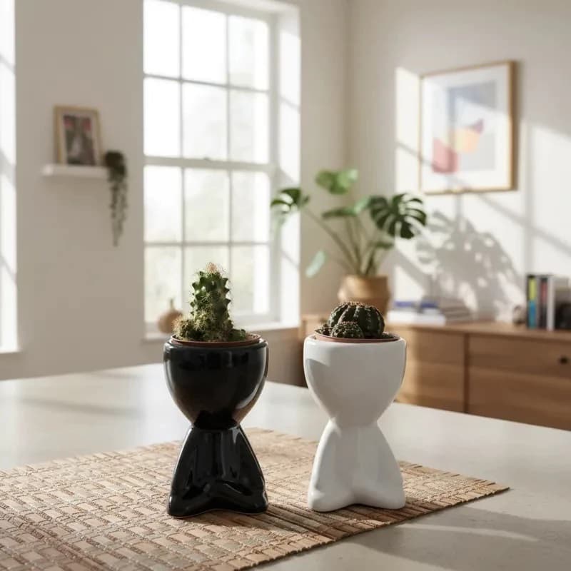 Vaso Boneco Criativo Robert Bob Decorativo Plantas e Suculentas Cactos Cerâmica Artificial