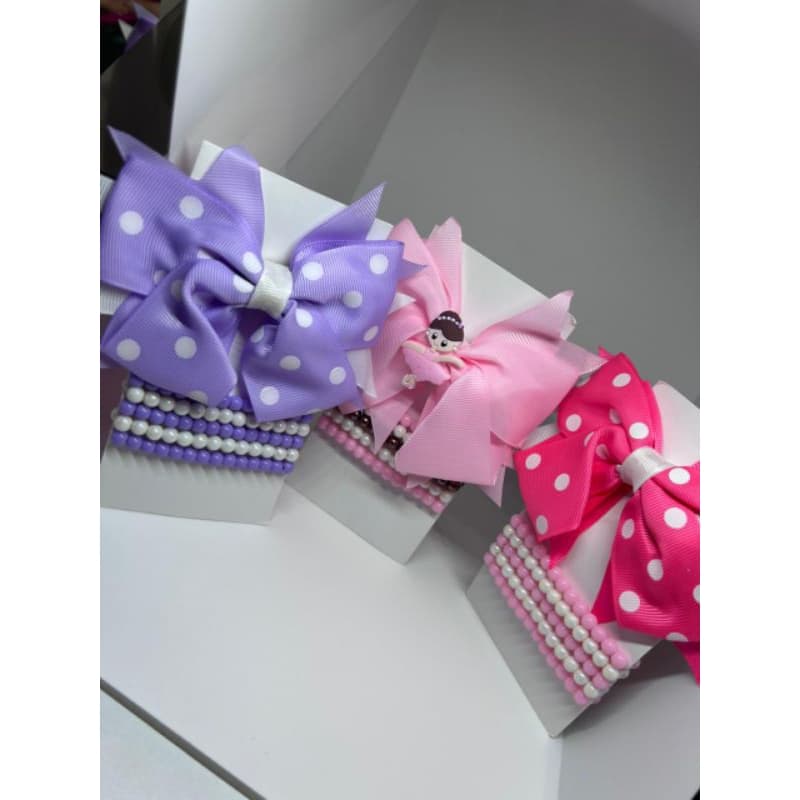 Kit Laço  Para Cabelo Bico de Pato + 5 Pulseiras Miçangas Coloridas Para Menina Acessórios Infantil