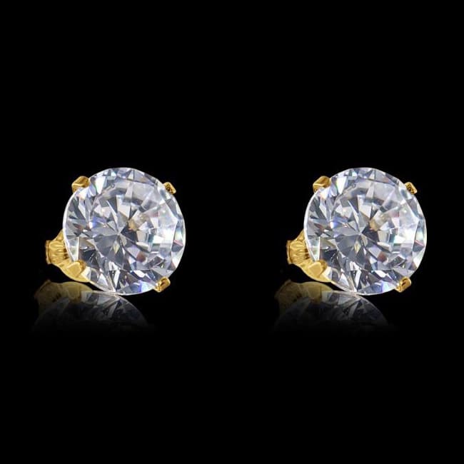 Brinco Masculino Ponto de Luz Zircônia Cravejada Banhado a Ouro 18K Luxo – Brilho Intenso Joia Fina