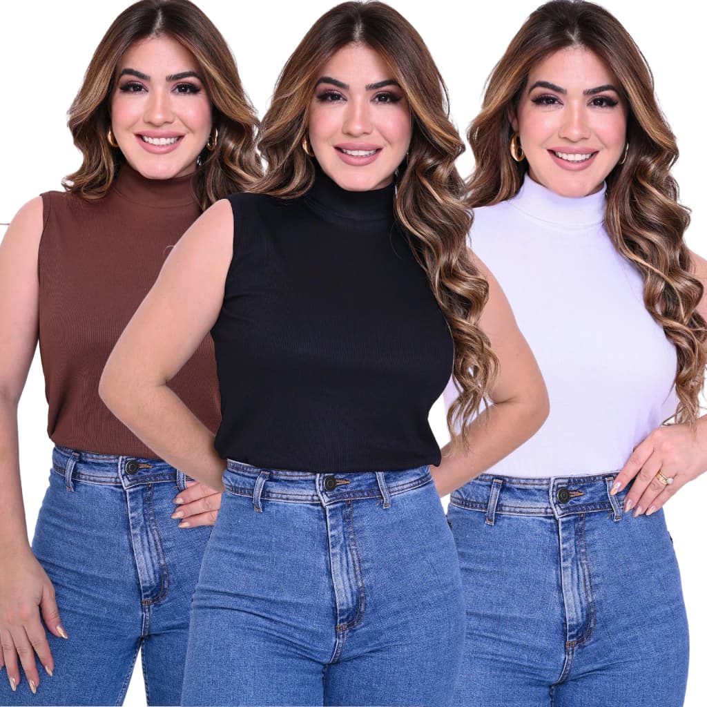 Blusa Regata Feminina Gola Alta Canelada Premium – Conforto, Estilo e Caimento Perfeito