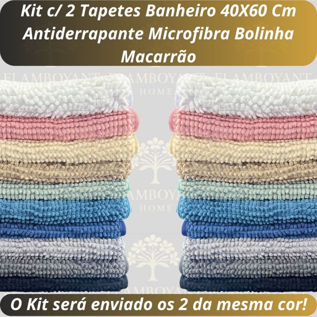 Kit 2 Tapete Banheiro 40X60 Antiderrapante Microfibra Bolinha Macarrão