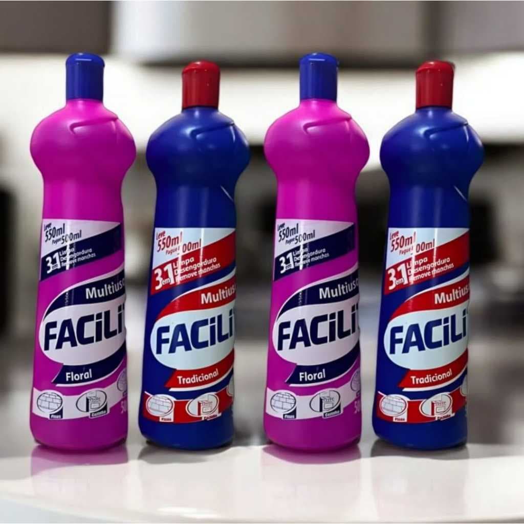 KIT 4 Multiuso Facilit 500ml Fuzetto Cozinha Pedras Banheiro