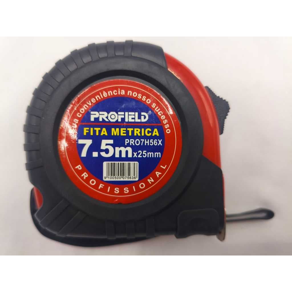 Trena Emborrachada 7,5m X 25mm C/ Trava E Imã Profield Cores