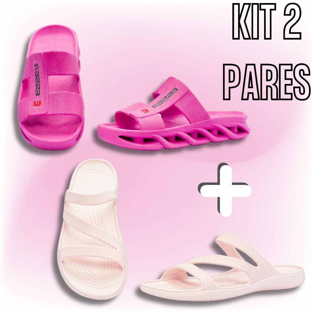 kIT 2 Chinelo Feminino Papete Sandália  Ortopédico Slide Casual Confortável