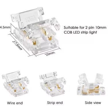Conectores Fita led COB 8mm conexão extensão sem solda