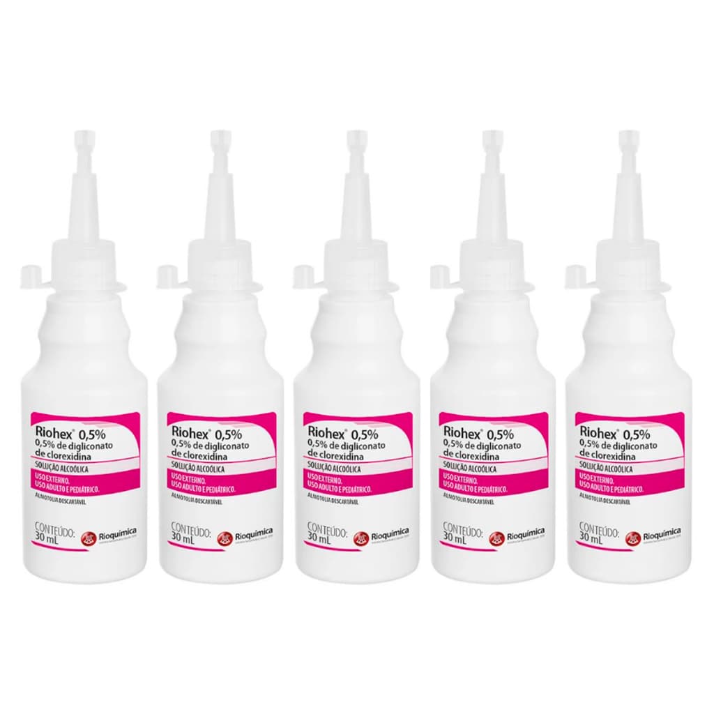 Kit C/5 Riohex 0,5% Alc. 100 Ml