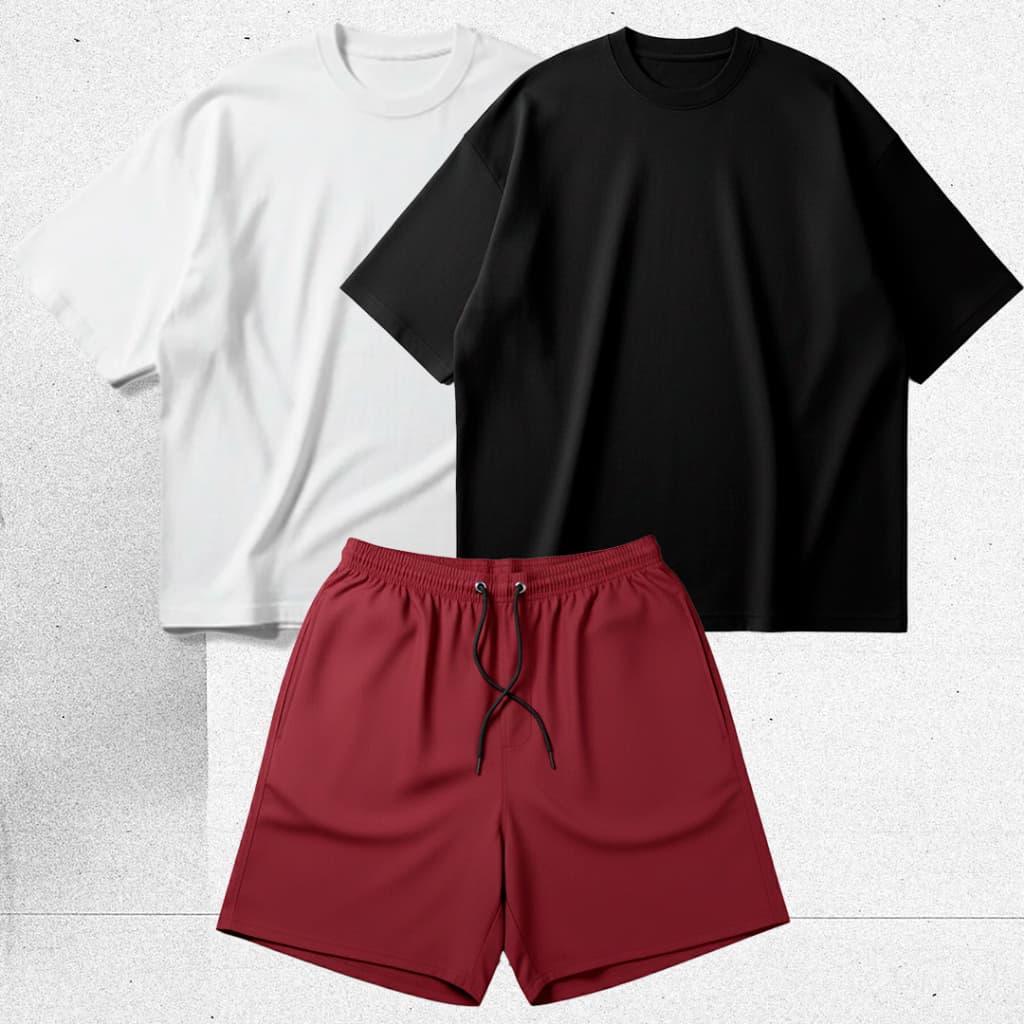 KIt Combo Academia Masculino 2 Camisetas Oversized e 1 Shorts/Bermuda Tactel Conjunto Treino e Dia a Dia Envio Imediato
