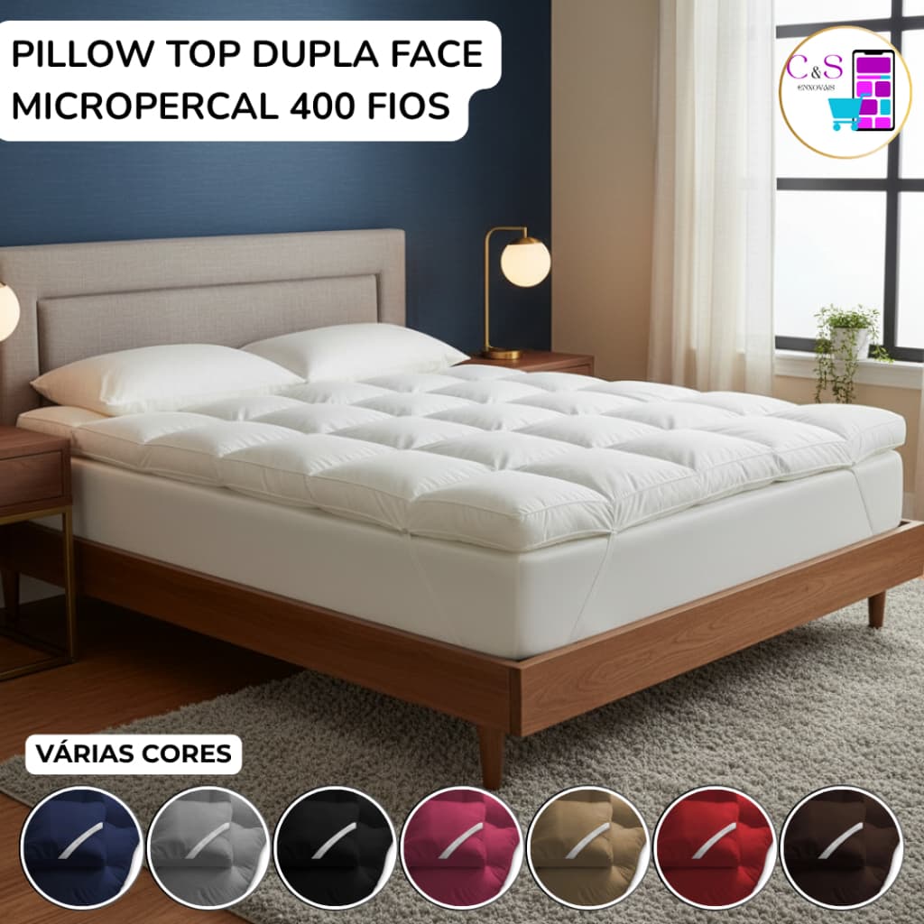 Pillow Top Protetor Colchão Casal 1,38m x 1,88m Micropercal Toque De Pluma Hotel Macio Premium