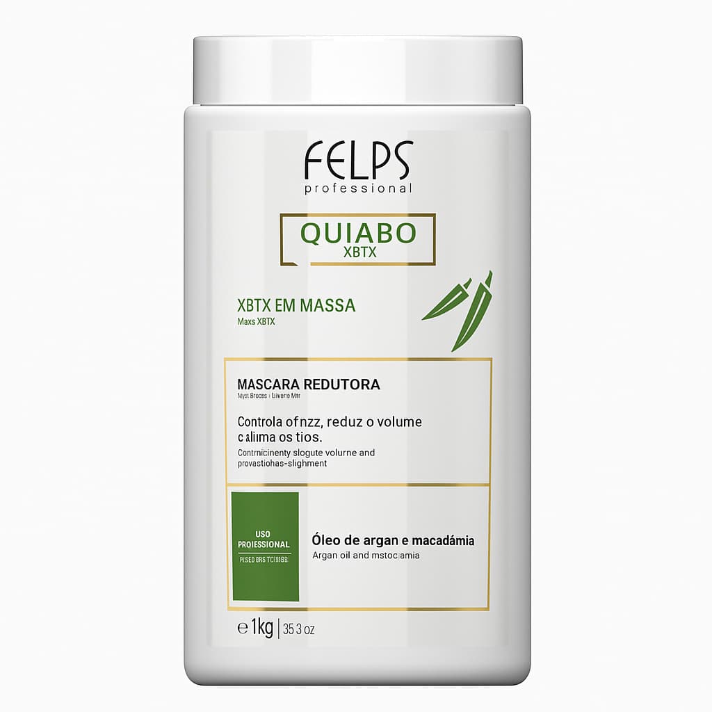 Felps Quiabo Xbtx em Massa Máscara Redutora Óleo de Argan e Macadâmia 300g / 500g / 1kg
