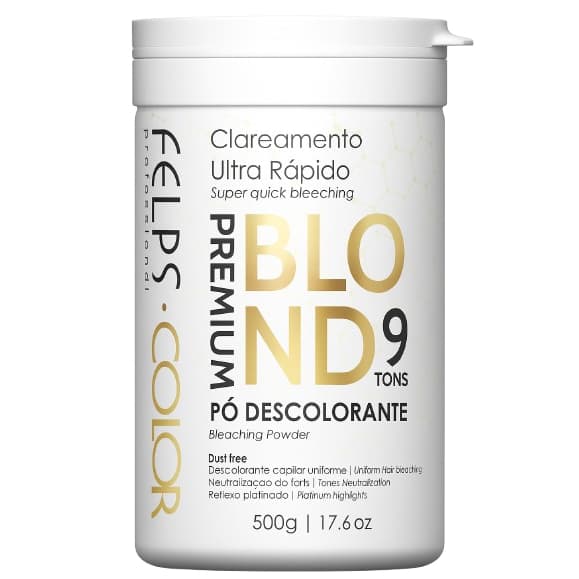 Descoloração Profissional Felps Blond Premium 9 Tons – Resultados Visíveis em Minutos 500g