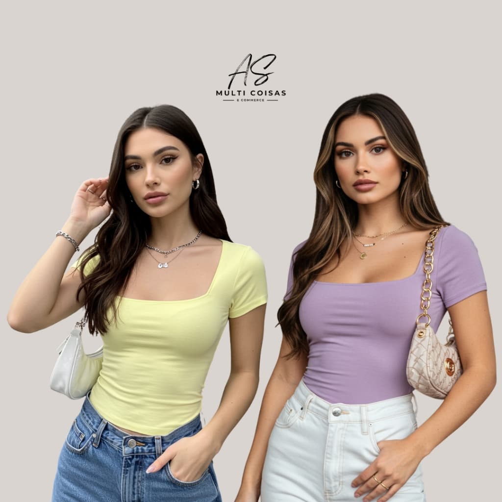 Kit 2 Baby Look - Tendência Tecido Suplex Moderno Moda Feminina Elegante Casual