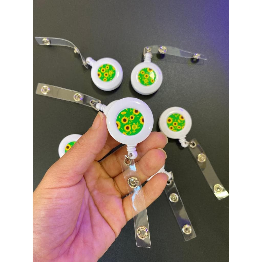 Roller Clip Porta-Crachá Retrátil Personalizado com Estampa de Girassol  Deficiências Oc– Suporte de Crachá com Presilha