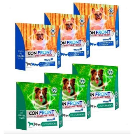 Kit 6 Coleira Antipulgas Confront Deltametrina 48cm E 60cm Azul