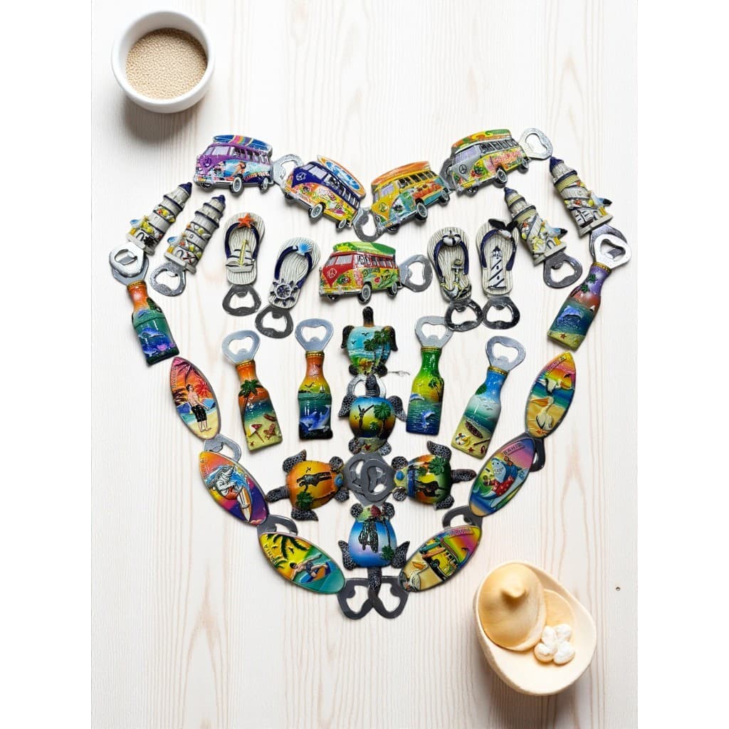 Abridor de Garrafa e Ímã de Geladeira Decorativo Praia Bahia Souvenir Tropical Magnético