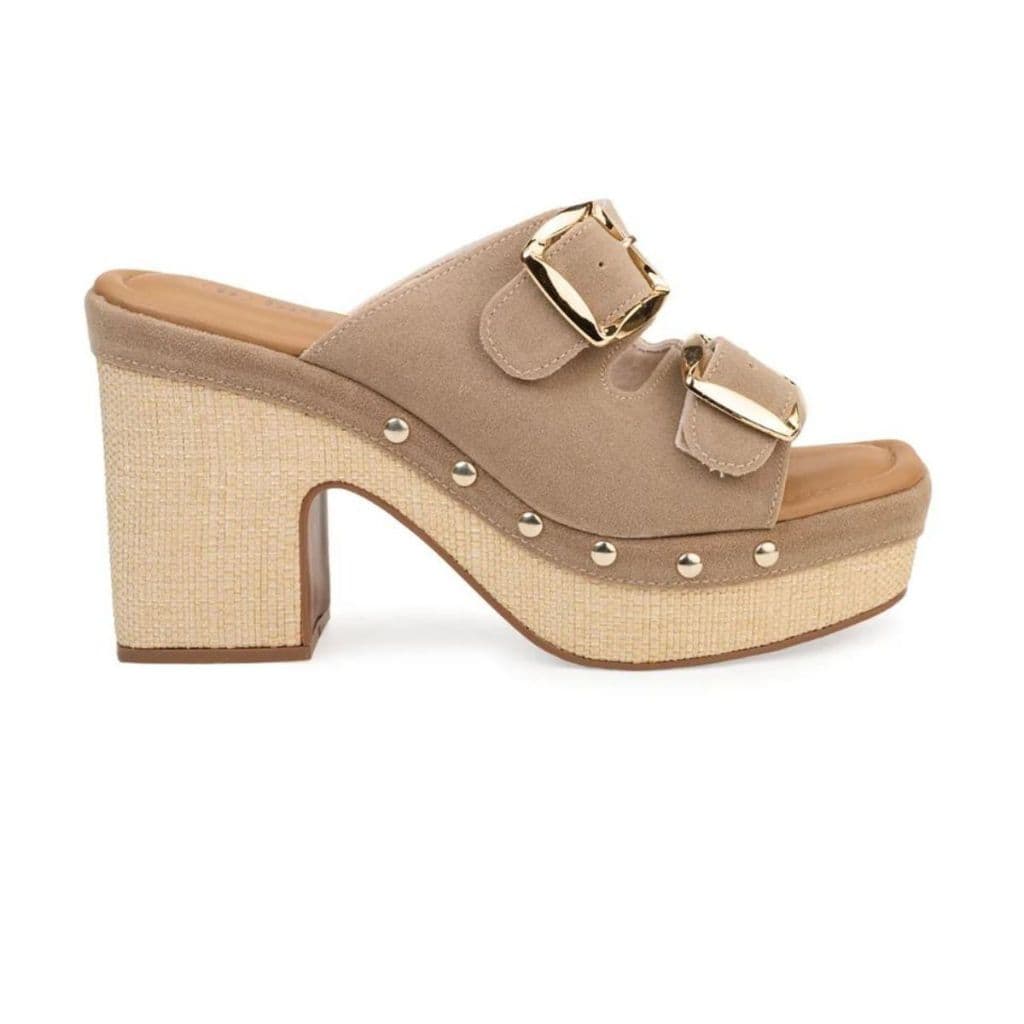 Tamanco Feminino Clog Fivelas Camurça Bebecê Boho Verão